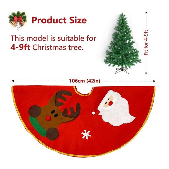 42" Christmas Tree Skirt Tree Cover Tree Skirts Mats Christmas Decorations (Red) - Picture 2 of 8